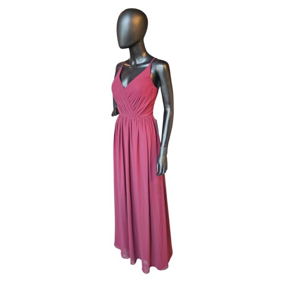 Cranberry Chiffon Spaghetti Strap Bridesmaid/Formal Gown - Bill Levkoff - Picture 2 of 8